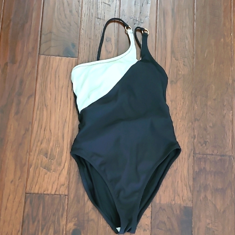 Jessica Simpson Black and Cream One Piece Swimsuit Size Small